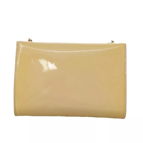 Salvatore Ferragamo Chain Shoulder Bag Enamel Yellow Auth hk1961